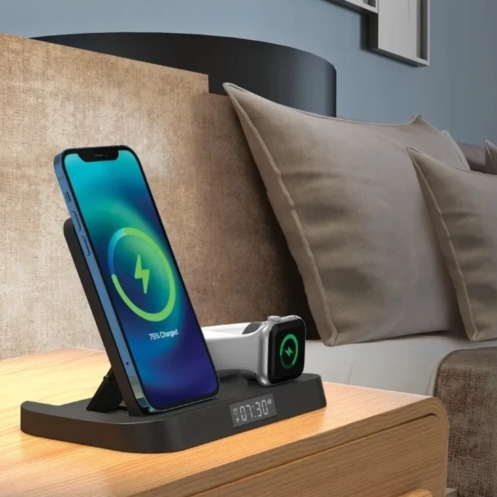 Black Trio Powerhouse 3-in-1 Wireless Charging Station